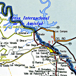 Coahuila State, Road and Tourist Map, Mexico.