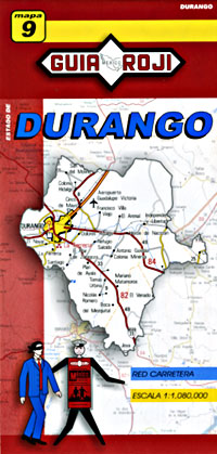 Durango State, Road and Tourist Map, Mexico.