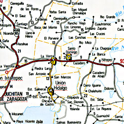 Oaxaca State, Road and Tourist Map, Mexico.