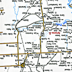 Tabasco State, Road and Tourist Map, Mexico.