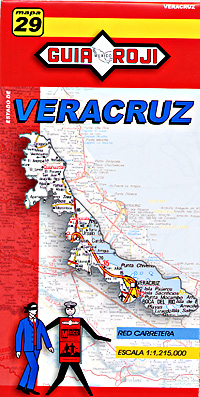 Veracruz State, Road and Tourist Map, Mexico.