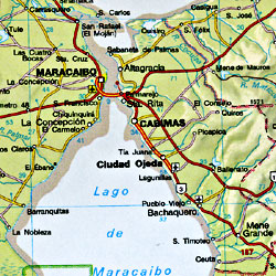 Caribbean, Road and Shaded Relief Tourist Map.