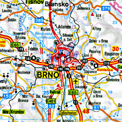 Czech Republic and Slovakia, Road and Shaded Relief Tourist Map.