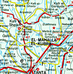 Egypt Road and Shaded Relief Tourist Map.