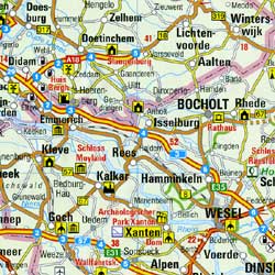 Great Britain and ireland, Road and Shaded Relief Tourist Map.