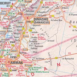 Middle East & Near Road and Shaded Relief Tourist Map.