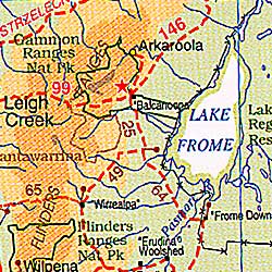 Australia Outback Full Terrain Tourist Road Map.