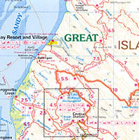 Fraser Island Regional Road and Tourist Map, Queensland, Australia.