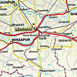 India Road and Shaded Relief Tourist Map.