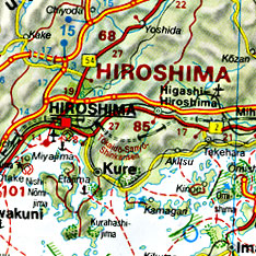 Japan Road and Shaded Relief Tourist Map.