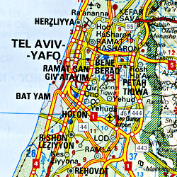 Jordan Road and Shaded Relief Tourist Map.