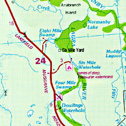 Lakefield National Park, Regional Road and Tourist Map, Queensland, Australia.