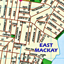 Mackay and Whitsundays, Regional Road and Tourist Map, Queensland, Australia.