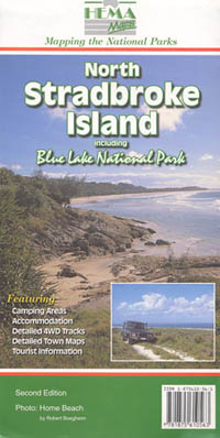 Stradbroke Island North, Road and Tourist Map, Australia.