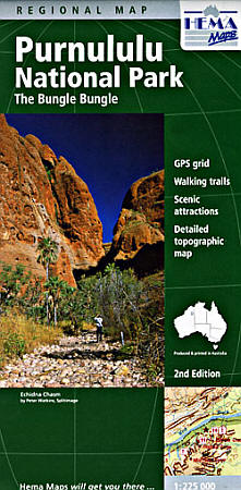 Purnululu National Park, Regional Road and Tourist Map, East Kimberley, Western Australia, Australia.