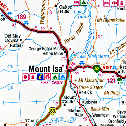 Queensland's Outback, Regional Road and Tourist Map, Australia.