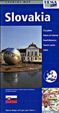 Slovakia Road and Tourist Map.