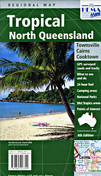 Queensland, Tropical North, Regional Road and Tourist Map, Australia.