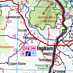 Queensland, Tropical North, Regional Road and Tourist Map, Australia.