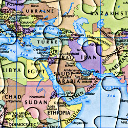 World Political Pacific Centered PUZZLE Map.