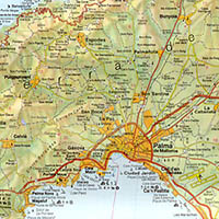 Balearic Isles, Road and Shaded Relief Tourist Map, Spain.