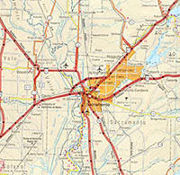 California Road and Shaded Relief Tourist Map, America.