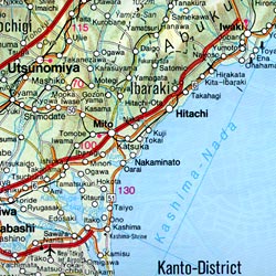 Japan Road and Shaded Relief Tourist Map.