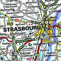 France, NORTH, Road and Shaded Relief Tourist Map.