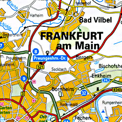 Germany South Road and Shaded Relief Tourist Map, with "Distoguide".