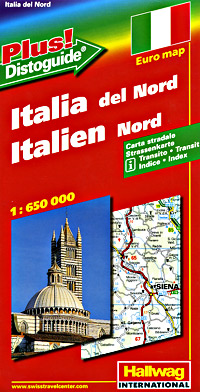 Italy North Road and Shaded Relief Tourist Map, with "Distoguide".