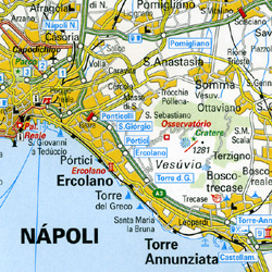 Italy South Road and Shaded Relief Tourist Map.