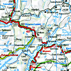 Norway Road and Shaded Relief Tourist Map.