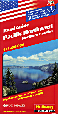 America (USA), PACIFIC NORTHWEST, Road and Tourist Map, America.