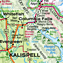 America (USA), PACIFIC NORTHWEST, Road and Tourist Map, America.