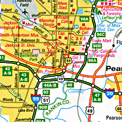 America, SOUTH CENTRAL, Road and Tourist Map.