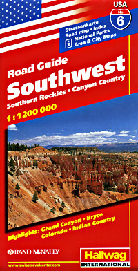 America (USA), SOUTHWEST, Road and Tourist Map, America.