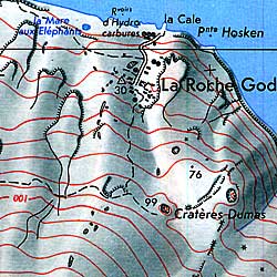 St. Paul and Amsterdam Island, Road and Topographic Map, Atlantic Ocean.