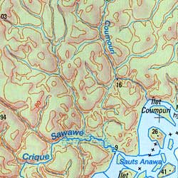 French Guiana, Cayenne, St Georges, Road and Shaded Relief Tourist Map.