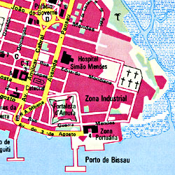 Guinea-Bissau, Road and Physical Tourist Map.