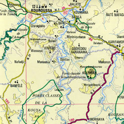 Guinea Road and Physical Tourist Map.