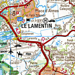 Martinique Road and Topographic Shaded Relief Tourist Map, West Indies.