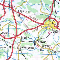 Ukraine Road and Shaded Relief Tourist Map.