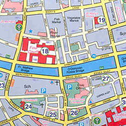 DUBLIN City Centre Tourist Map, Ireland.