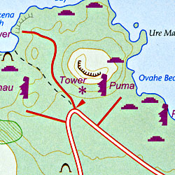 Easter Island, Road and Travel Reference Physical Map, Chile.