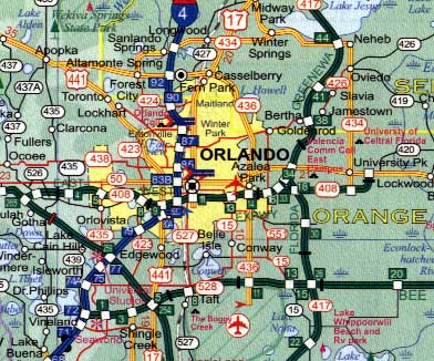 Florida Road and Physical Travel Reference Map, America.