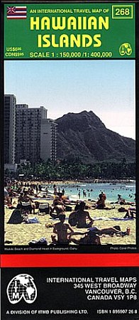 Hawaii: Hawaiian Islands, Road and Shaded Relief Tourist Map, America.