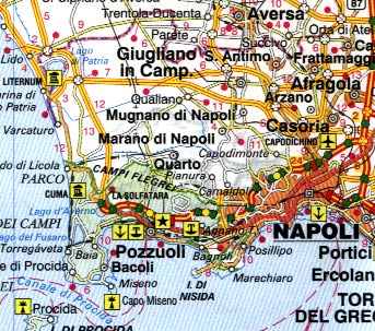 Italy South Road and Physical Travel Reference Map.