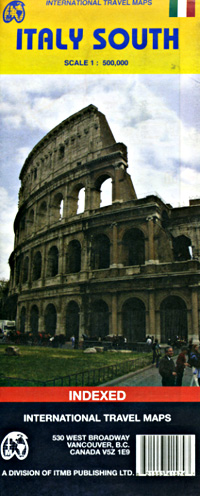 Italy South Road and Physical Travel Reference Map.