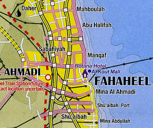 Kuwait and Kuwait City Road and Tourist Map.