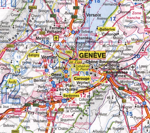 Switzerland Road and Physical Travel Reference Map.